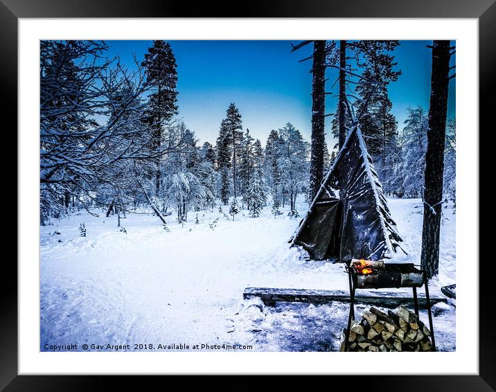 Tee Pee in the snow Framed Mounted Print by Gav Argent