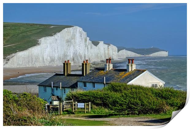 The Seven Sisters from Cuckmere Haven. Print by Diana Mower