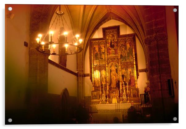 Interior of a church in Seville 25 Acrylic by Jose Manuel Espigares Garc