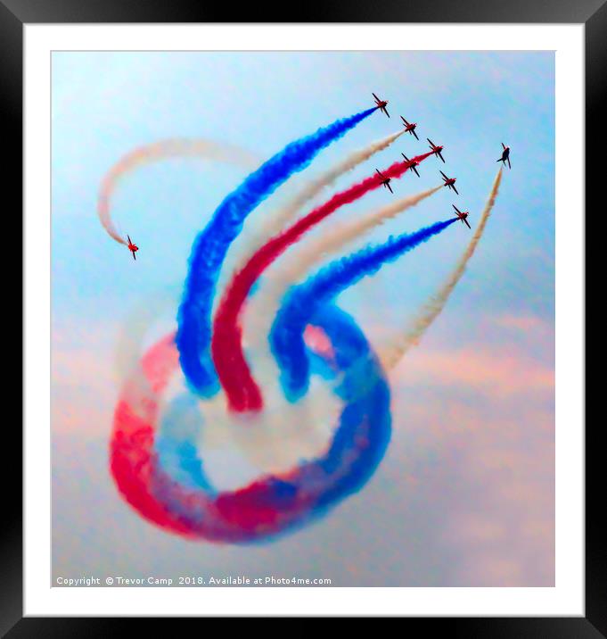 Dynamic Red Arrows Formation Framed Mounted Print by Trevor Camp