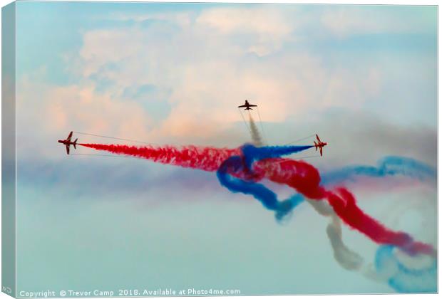 The Dynamic Display of Red Arrows Canvas Print by Trevor Camp