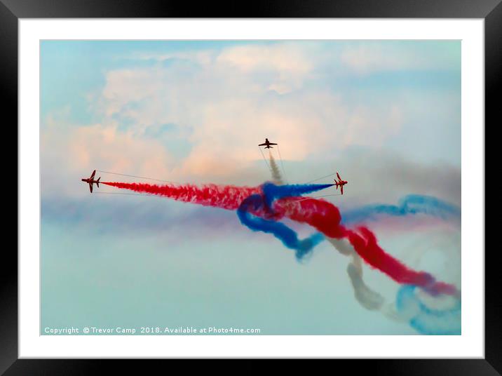 The Dynamic Display of Red Arrows Framed Mounted Print by Trevor Camp