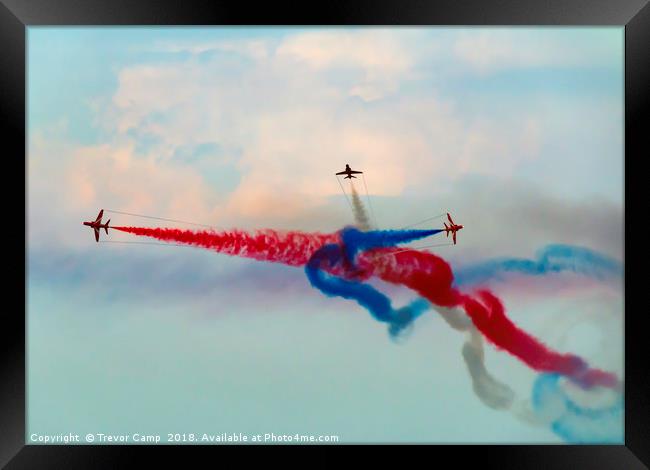 The Dynamic Display of Red Arrows Framed Print by Trevor Camp