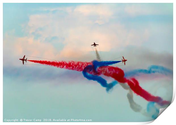 The Dynamic Display of Red Arrows Print by Trevor Camp