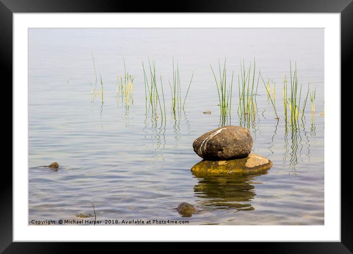 Rocks in the shallows in the Sea of Galilee  Framed Mounted Print by Michael Harper