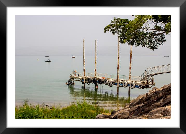 Small Jetty on the Sea of Galilee Framed Mounted Print by Michael Harper
