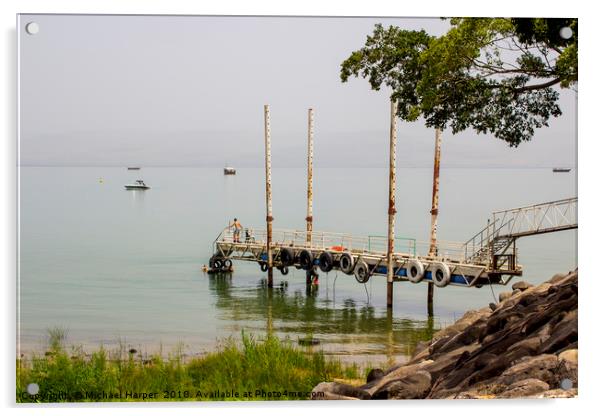 Small Jetty on the Sea of Galilee Acrylic by Michael Harper