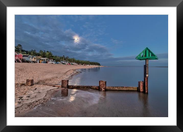 Moonlight in the morning over Wells beach. Framed Mounted Print by Gary Pearson