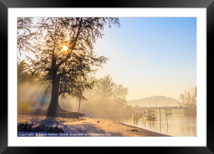 Misty morning on a river estuary Framed Mounted Print by Kevin Hellon