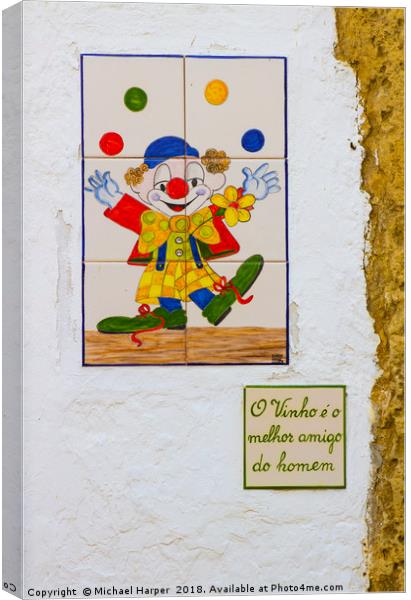 A humorous Circus Clown tiled wall plaque Canvas Print by Michael Harper