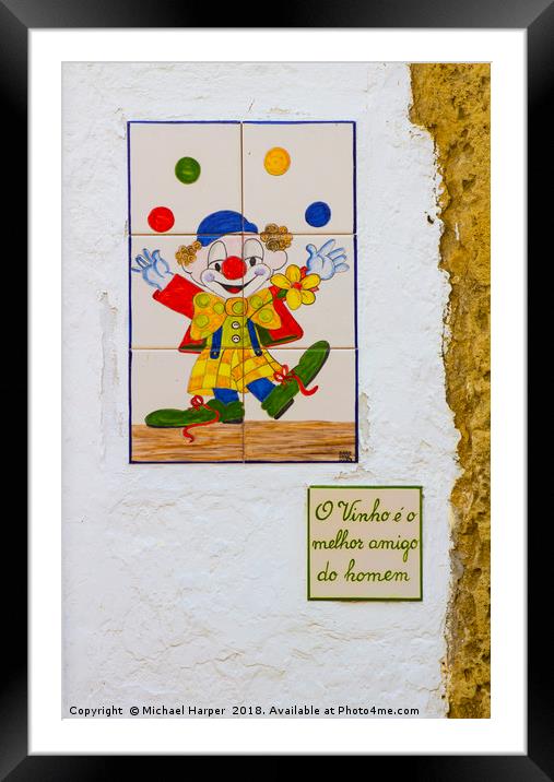 A humorous Circus Clown tiled wall plaque Framed Mounted Print by Michael Harper