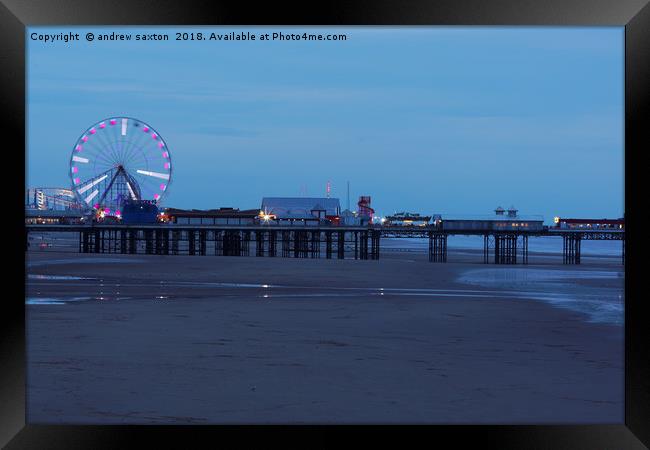 PIER IN LIGHTS Framed Print by andrew saxton