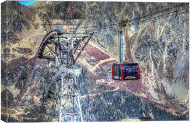 Mont Blanc Cable Car Canvas Print by David Pyatt