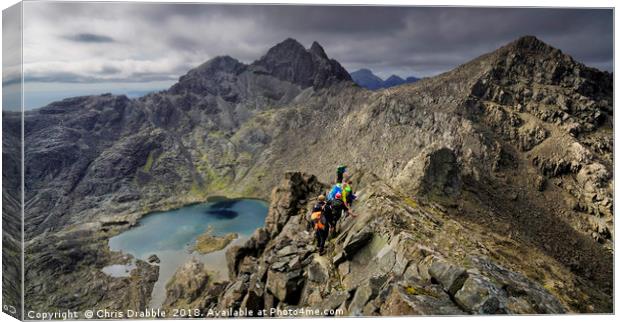 Climbers on route to Sgurr Alasdair, Isle of Skye, Canvas Print by Chris Drabble