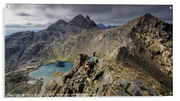 Climbers on route to Sgurr Alasdair, Isle of Skye, Acrylic by Chris Drabble