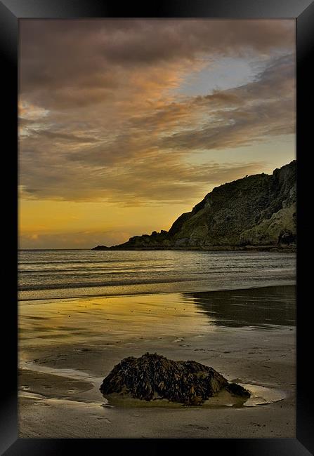 Mevagissey Beach At Sunset. Framed Print by Jim kernan