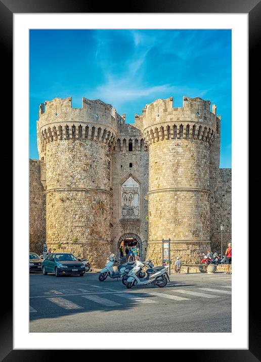 Rhodes Marina Gate Editorial Framed Mounted Print by Antony McAulay