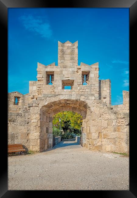 Rhodes Saint Pauls Gate Framed Print by Antony McAulay
