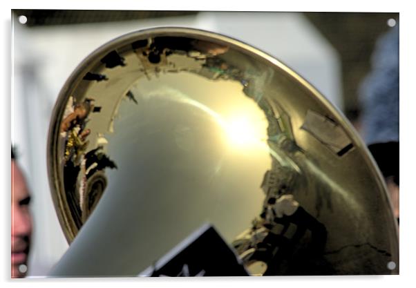 Reflections onn a trombone Acrylic by Jose Manuel Espigares Garc