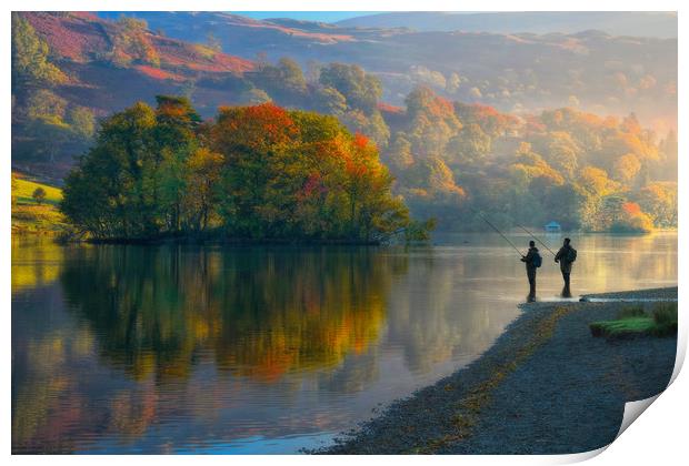 fishing on Rydal water Print by Robert Fielding