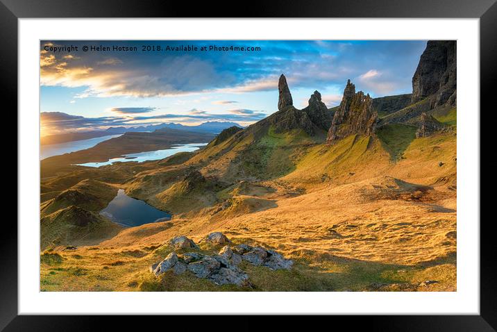 Stunning sunrise over the Old Man of Storr  Framed Mounted Print by Helen Hotson