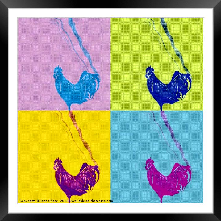 Pop Art Roosters Framed Mounted Print by John Chase