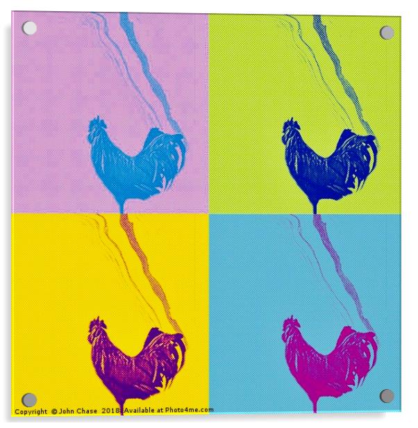 Pop Art Roosters Acrylic by John Chase