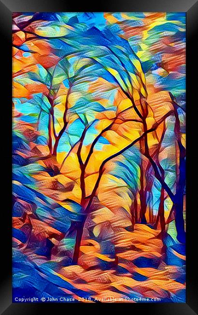 Abstract Trees in the Forest Framed Print by John Chase