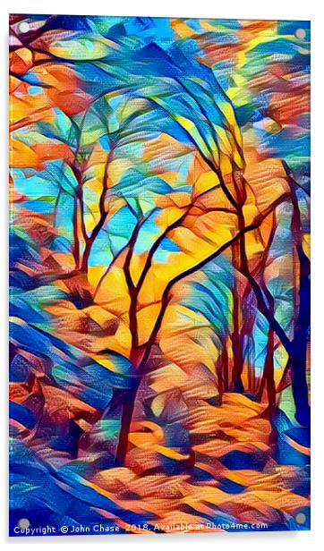 Abstract Trees in the Forest Acrylic by John Chase