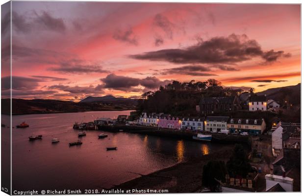 Portree late afternoon at sunset Canvas Print by Richard Smith