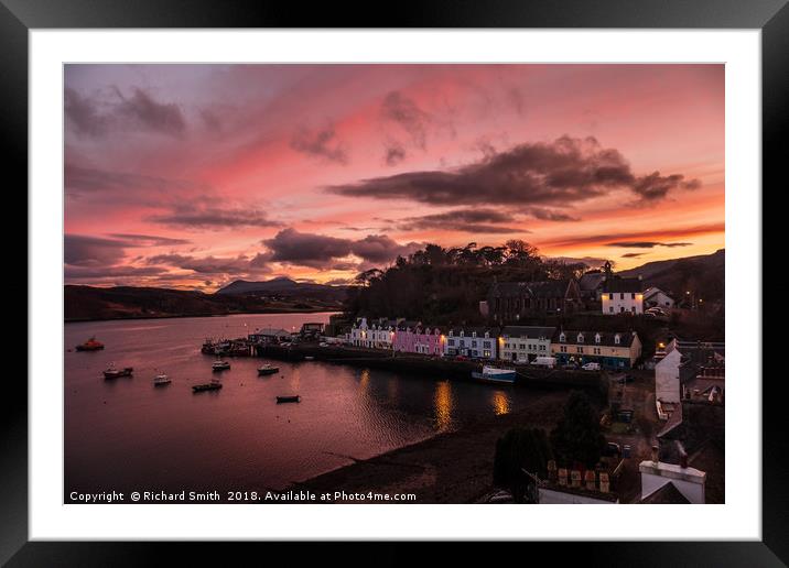 Portree late afternoon at sunset Framed Mounted Print by Richard Smith