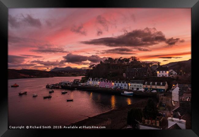 Portree late afternoon at sunset Framed Print by Richard Smith