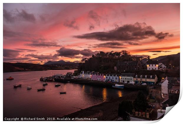 Portree late afternoon at sunset Print by Richard Smith