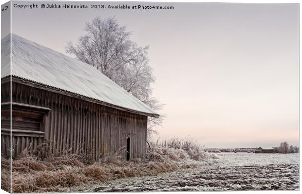 Frosty Morning On The Fields Canvas Print by Jukka Heinovirta
