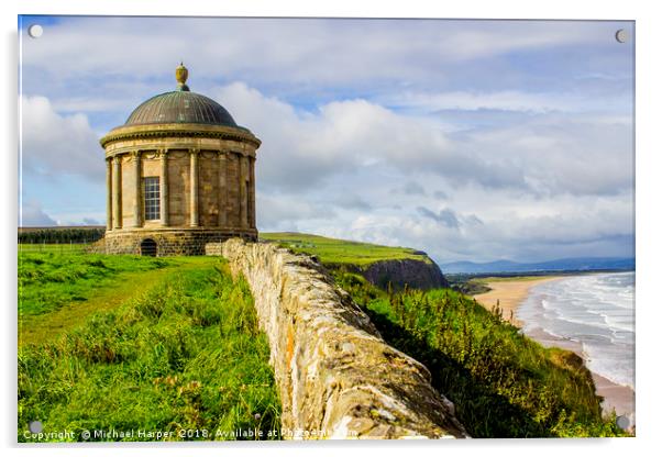 Mussenden Temple on the North Coast of Ireland  Acrylic by Michael Harper