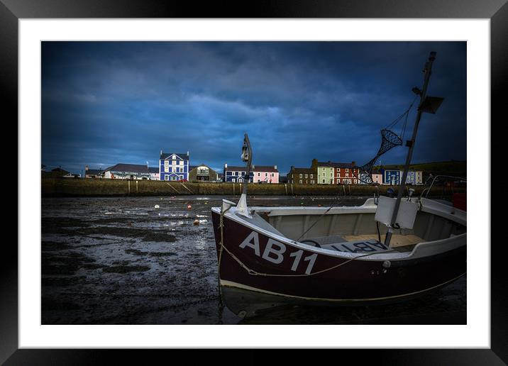 Low water aberaeron Harbor. Framed Mounted Print by Andrew chittock