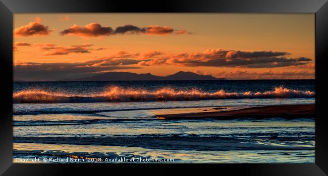 Sunset coloured view of South Uist from Talisker. Framed Print by Richard Smith