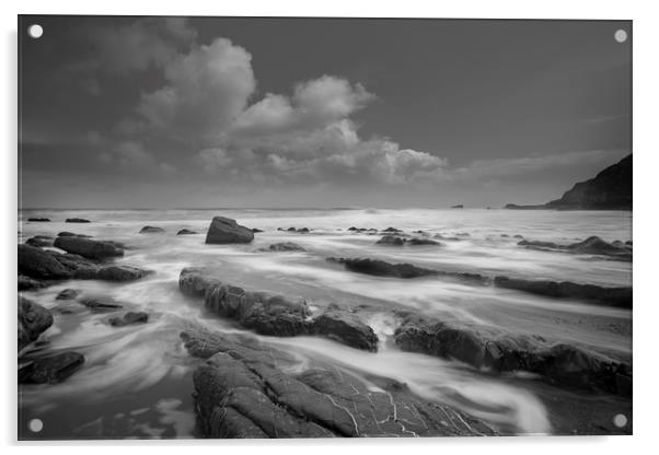 Welcombe mouth beach north Devon Acrylic by Eddie John
