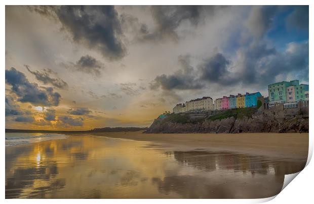 The South Beach, Tenby, Pembrokeshire. Print by Colin Allen