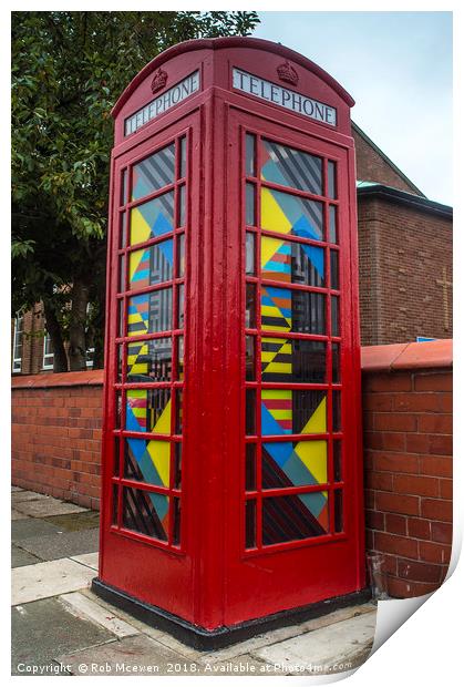 The OMD telephone box Print by Rob Mcewen