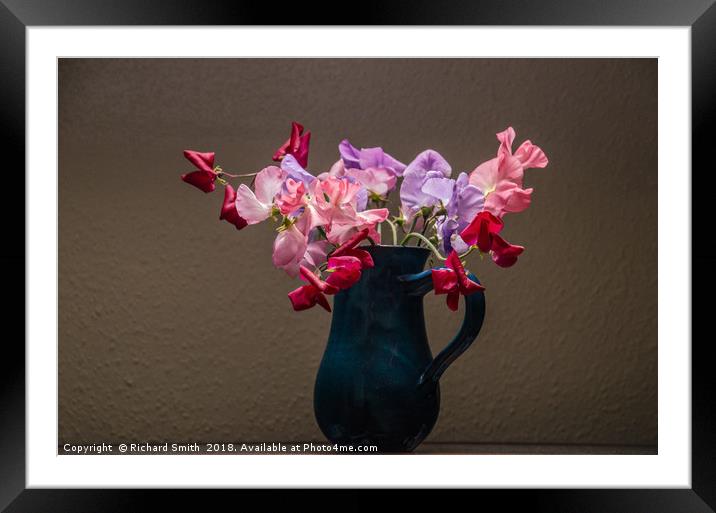 Sweat Pea in a jug Framed Mounted Print by Richard Smith