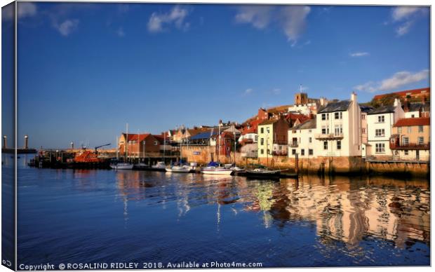 "Blue sky Reflections at Whitby" Canvas Print by ROS RIDLEY