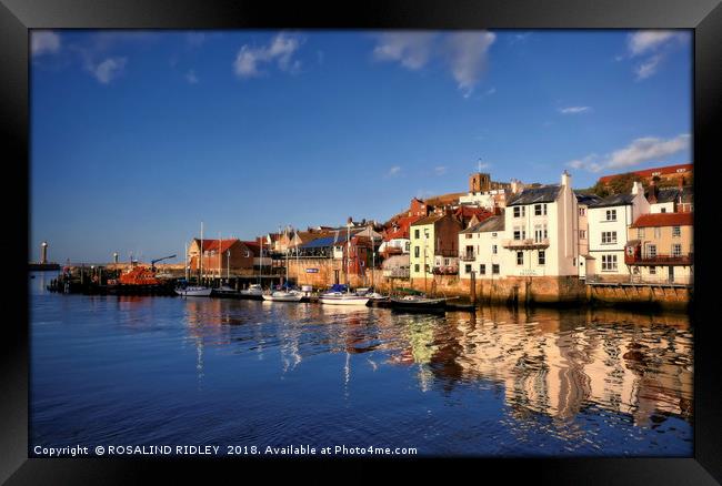 "Blue sky Reflections at Whitby" Framed Print by ROS RIDLEY