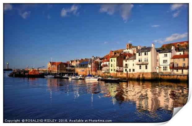 "Blue sky Reflections at Whitby" Print by ROS RIDLEY
