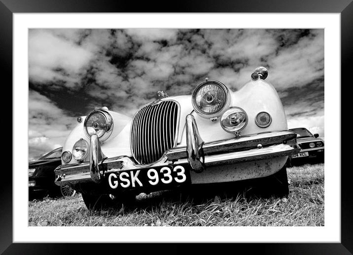 Jaguar classic vintage car front view Framed Mounted Print by Andy Evans Photos