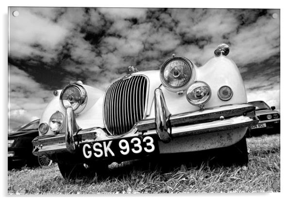 Jaguar classic vintage car front view Acrylic by Andy Evans Photos