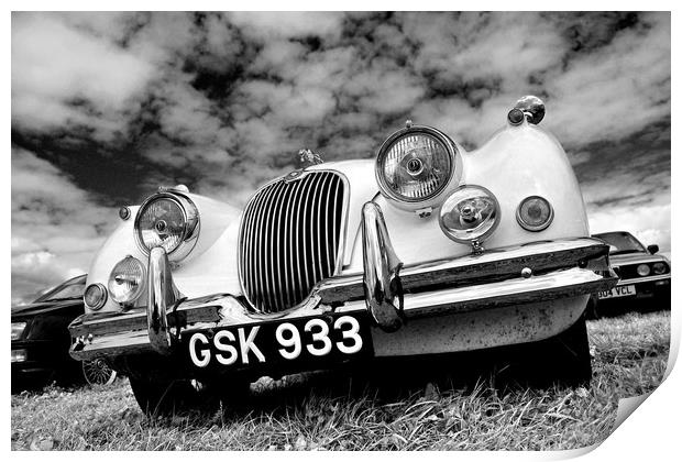 Jaguar classic vintage car front view Print by Andy Evans Photos