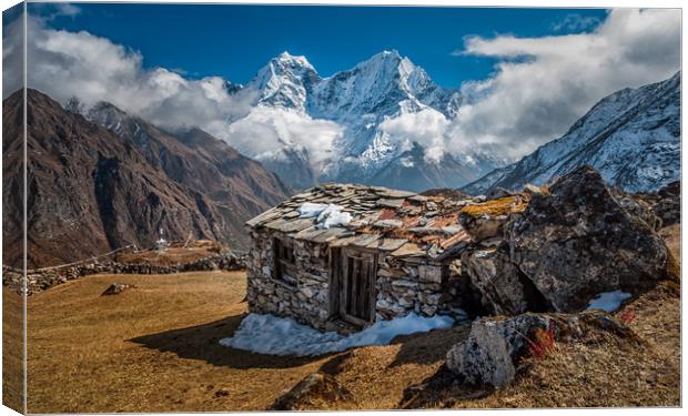 Himalayan Mountain Hut Canvas Print by Paul Andrews