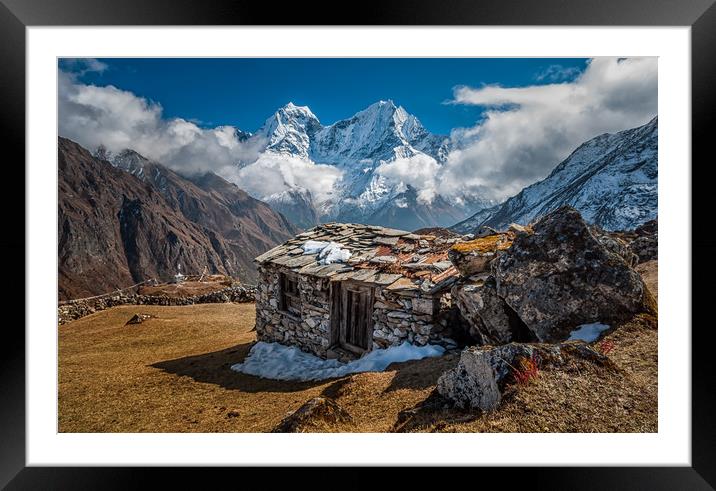 Himalayan Mountain Hut Framed Mounted Print by Paul Andrews