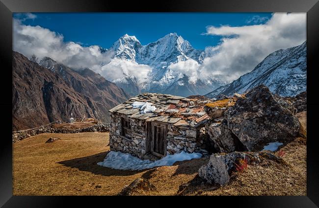 Himalayan Mountain Hut Framed Print by Paul Andrews